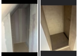 Opgraderingen med microcement har givet rummet et friskt og moderne look.