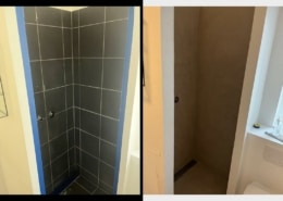 Brusekabinen er renoveret med microcement